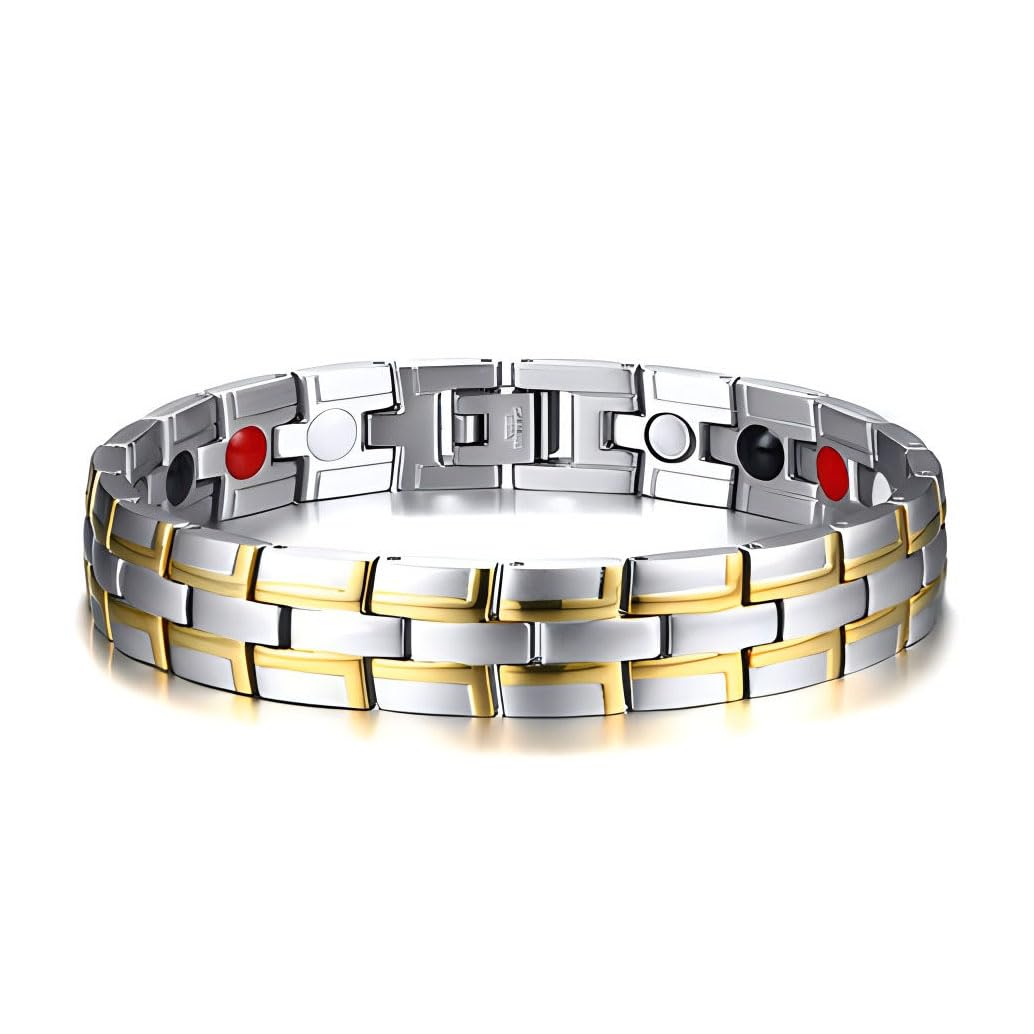 Emmori magnetic bracelet silver front view for daily wear and comfort