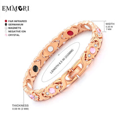 EMMORI rose-gold bracelet on wrist showing adjustable fit