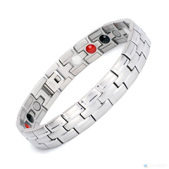 Emmori stainless steel magnetic bracelet in silver for everyday wear.