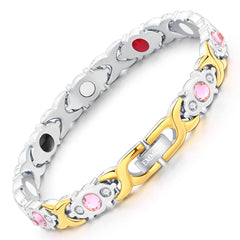 Emmori ultra-strength magnetic bracelet with silver crystal, showcasing a secure clasp and premium finish.