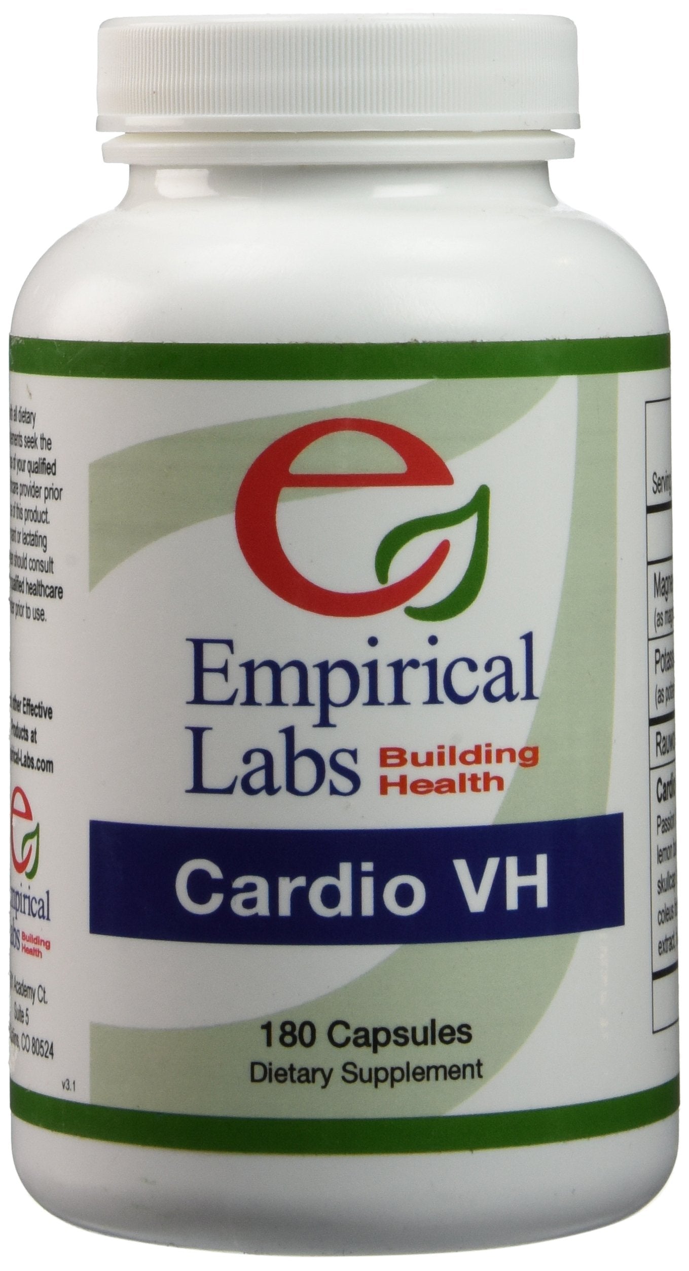 Empirical Labs Cardio VH 180 caps bottle supports easy daily wellness.