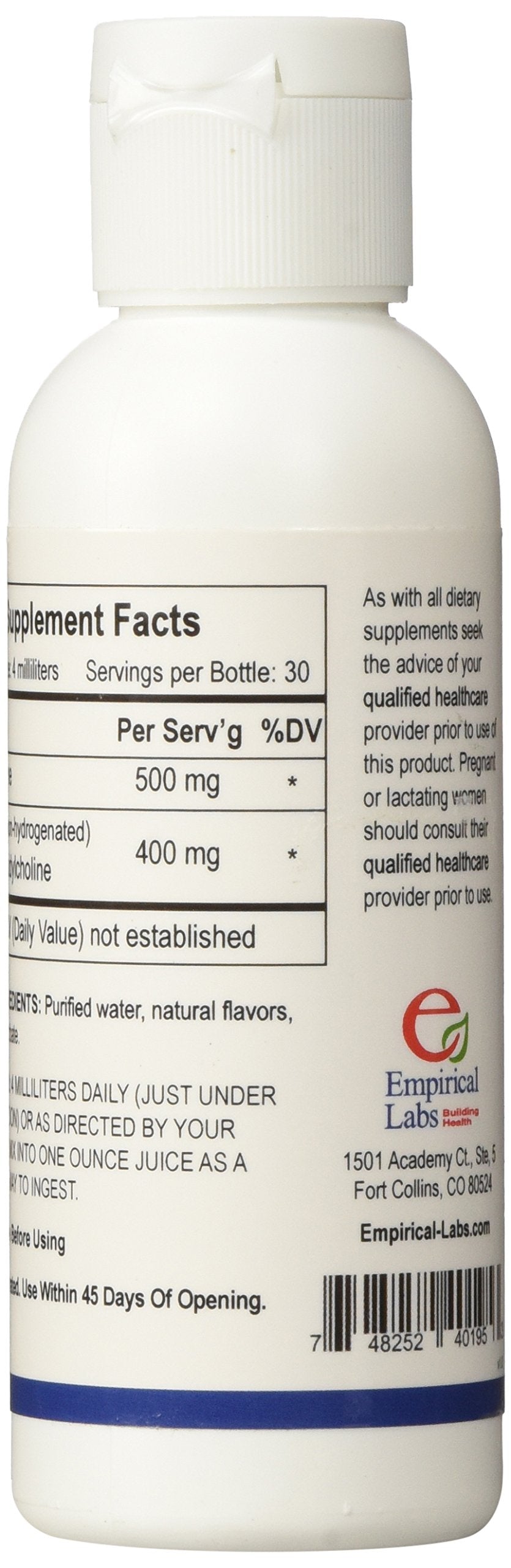 Close-up of Liposomal Glutathione label showing 500 mg per serving