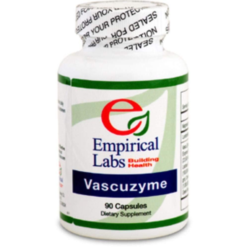 Empirical Labs Vascuzyme 90-caps bottle on a clean surface for daily digestion support