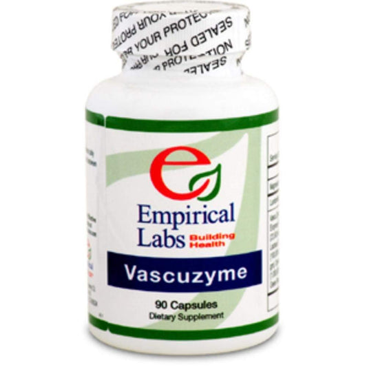 Empirical Labs Vascuzyme 90-caps bottle on a clean surface for daily digestion support