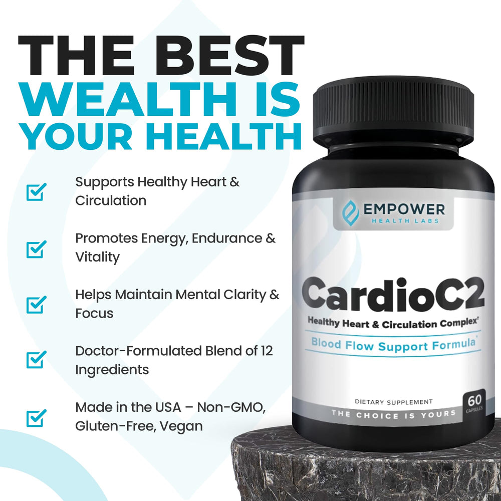 Empower Health Labs CardioC2 beetroot closeup, natural vascular support emphasis.