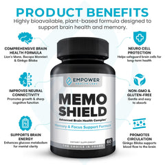Empower Health Labs MemoShield capsules on a clean desk for daily routine.