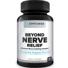 Empower Health Labs Nerve Relief bottle front communicates premium all-natural relief for daily comfort.