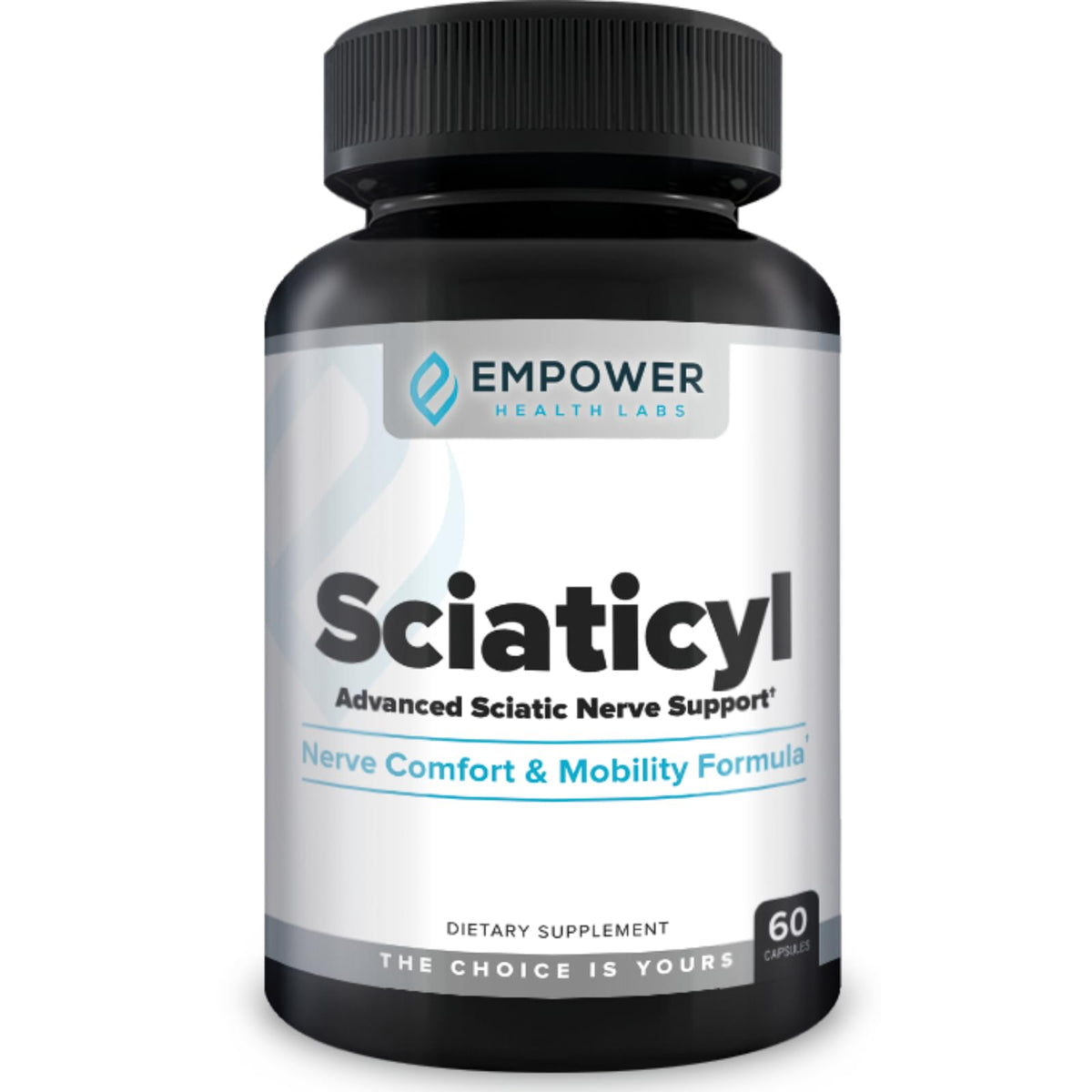 Empower Health Labs Sciaticyl bottle pour for easy daily nerve support.