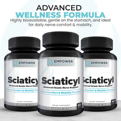 Sciaticyl capsules closeup highlighting convenient nerve support.