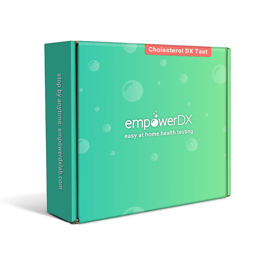 empowerDX cholesterol test kit package for at‑home testing and heart health insights