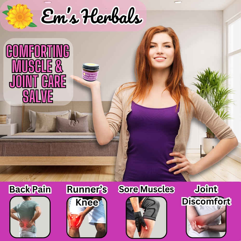 Em's Herbals Muscle Joint Care Salve non-greasy formula absorbs cleanly