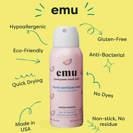 Closeup of EMU spray bottle showing compact design