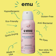 Closeup of EMU spray bottle showing compact design