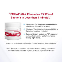 emuaid EMUAIDMAX packaging and safety label communicates trusted, steroid-free formulation