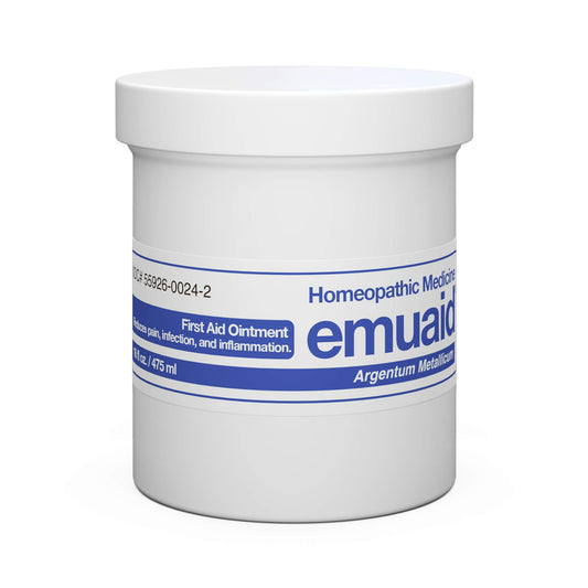 Emuaid ointment 16oz jar closeup for long-lasting hydration