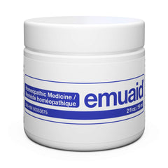 Emuaid Ointment jar on skin for soothing moisture and nourishment.