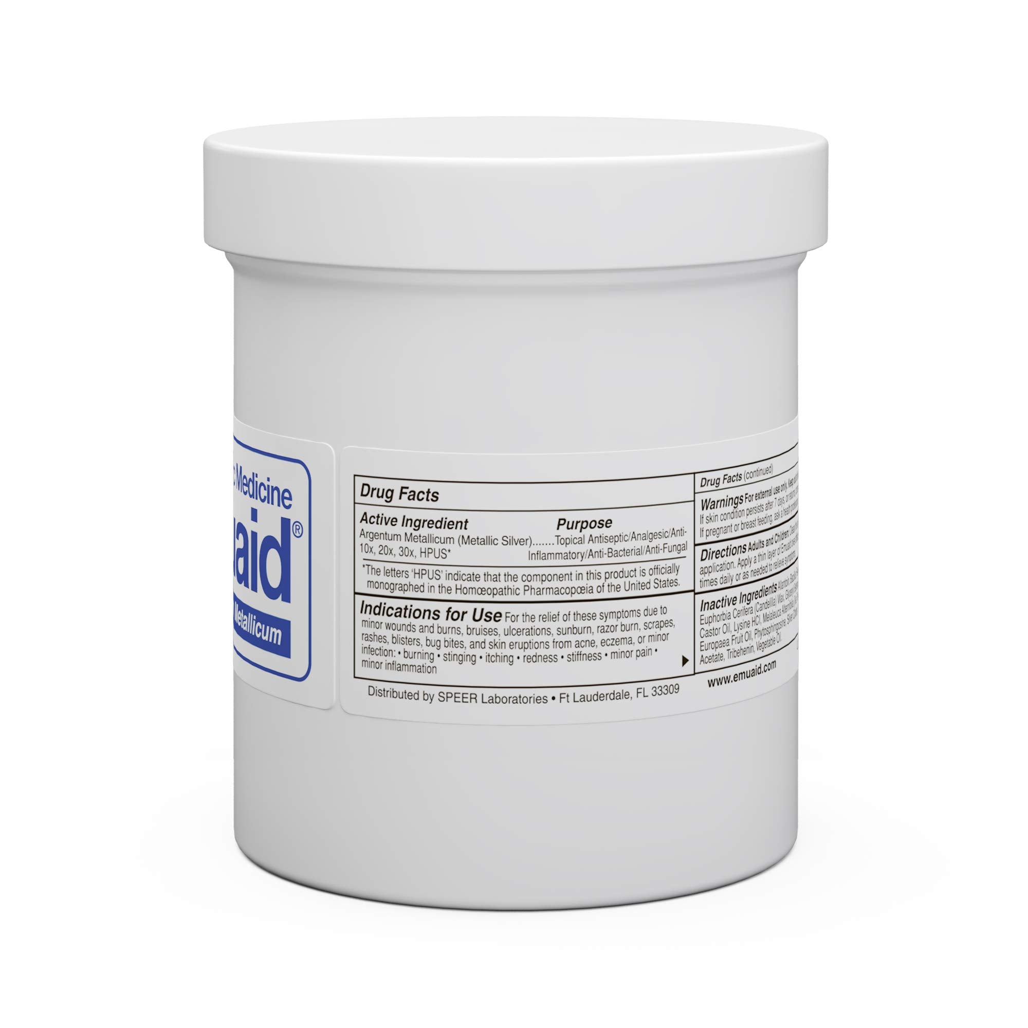 Emuaid ointment label closeup shows anti-bacterial and anti-fungal formula
