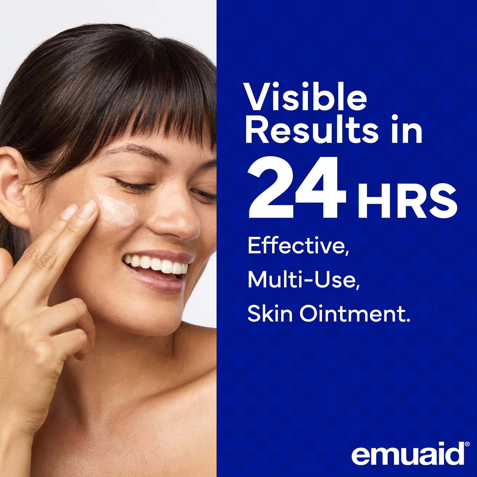 Emuaid Ointment packaging highlights silver-based actives for soothing skin.