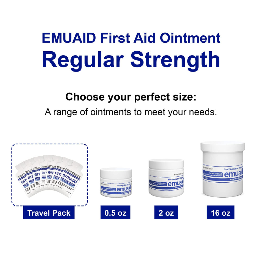 Emuaid travel pack ointment close-up shows compact ready-to-use packaging.