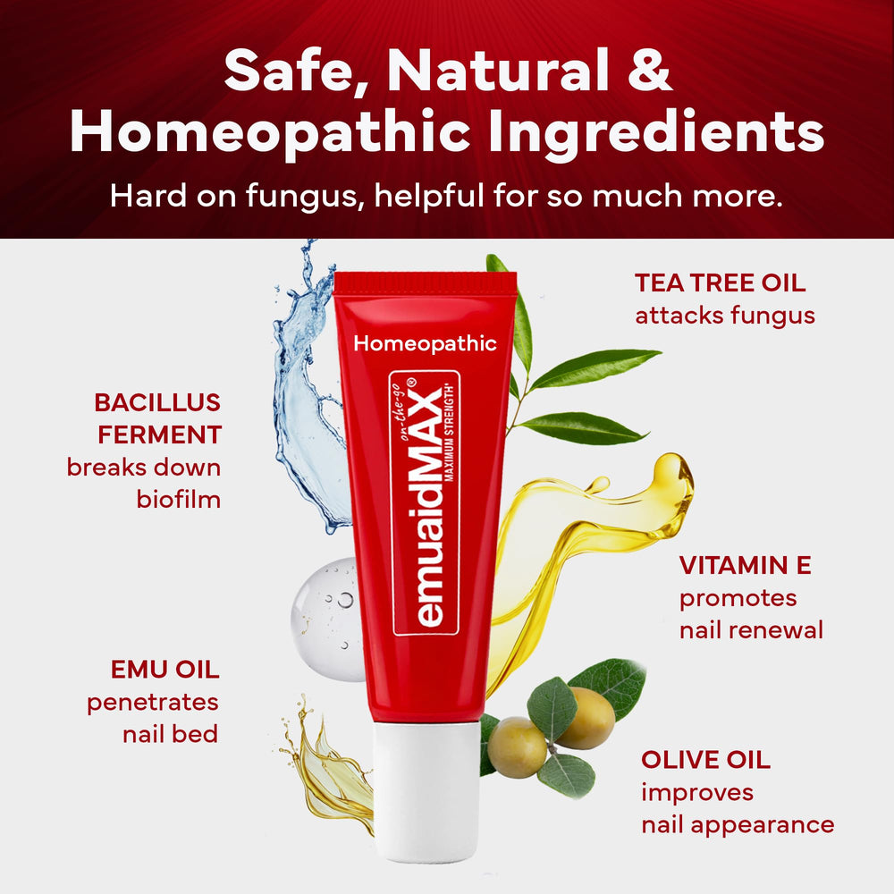 EMUAIDMAX tea tree oil-infused formulation emphasizes natural care.