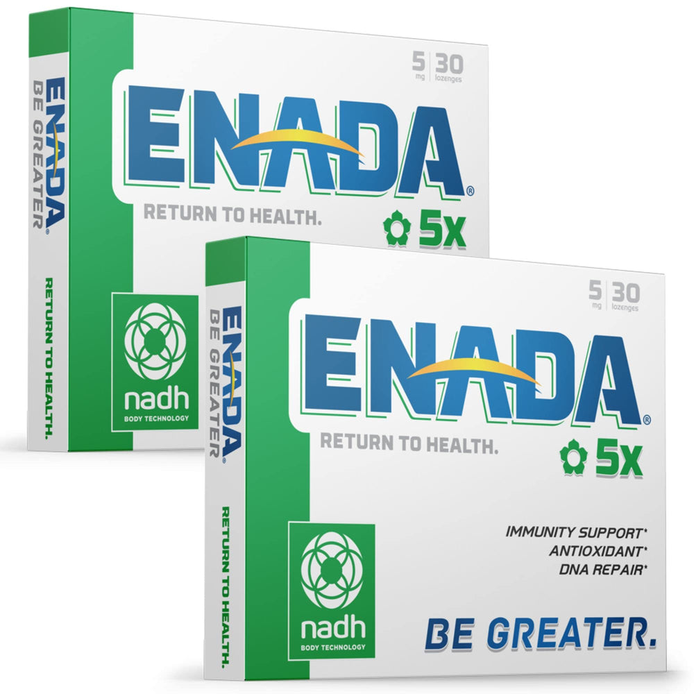 ENADA NADH chlorophyll bottle for potential energy and immune support.
