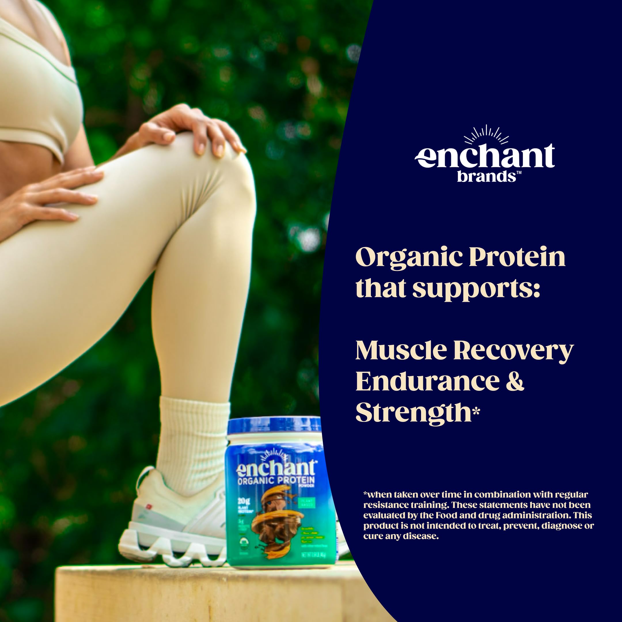 Enchant Organic Protein Powder shake shows glossy texture and satisfying aroma without dairy.