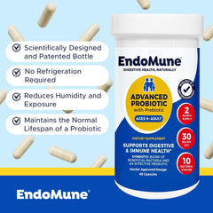 Endomune 10-strain formulation illustration for digestive health support.