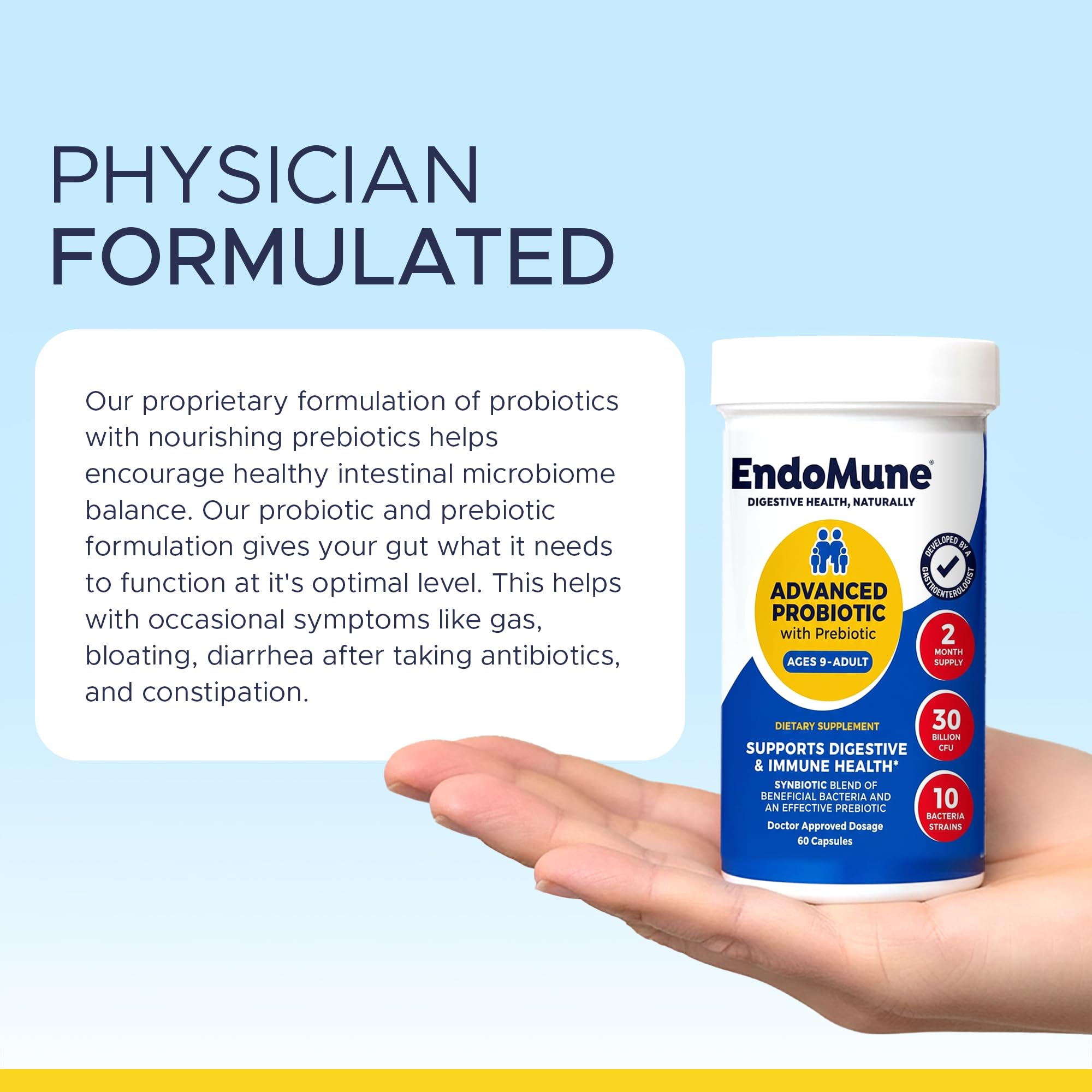 Endomune shelf-ready packaging displayed on a kitchen counter.