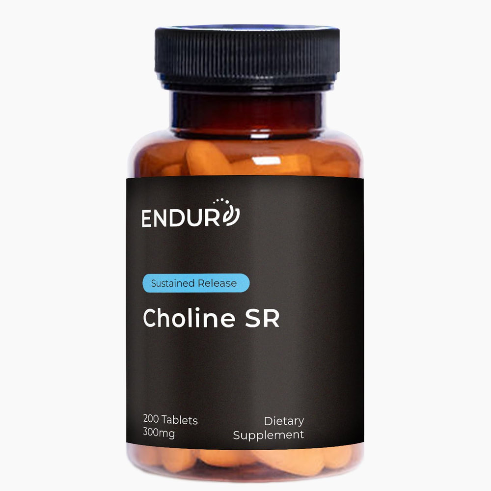 Endurance Choline bottle close-up highlighting sustained-release absorption