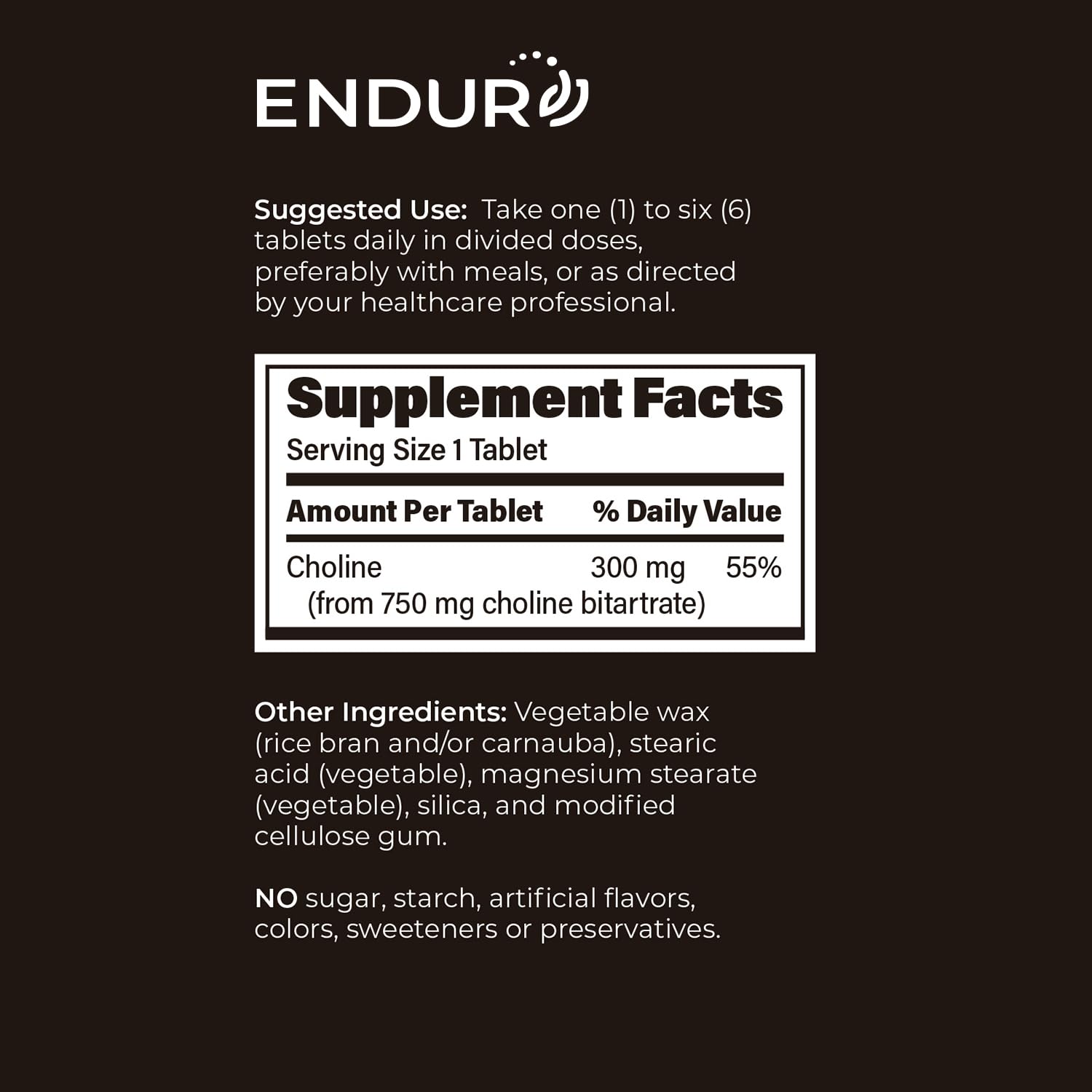 Endurance Choline manufactured in the USA badge signaling quality