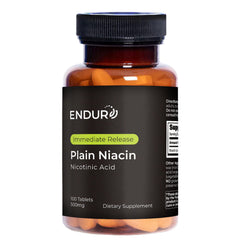 Endurance Products Endur Plain Niacin bottle front showing packaging for easy daily use.