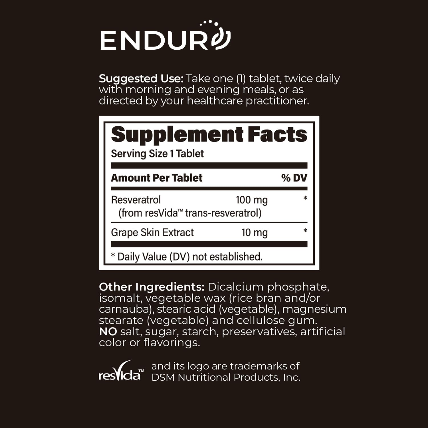 Endur Resveratrol forms display chewable tablet and softgel options.