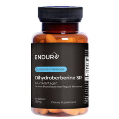 Endurance Dihydroberberine tablet close-up; compact for easy daily use