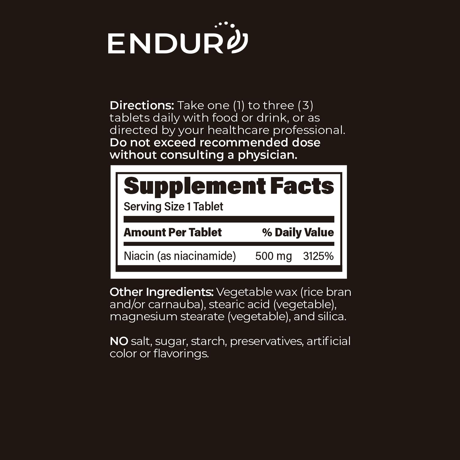 Packaging shows USA-made production by Endurance Products for ENDUR-Amide Niacinamide.