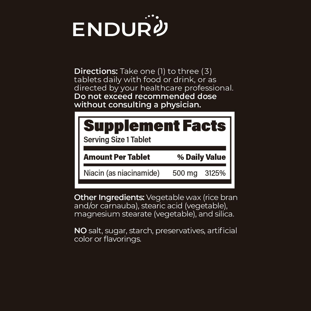 Packaging shows USA-made production by Endurance Products for ENDUR-Amide Niacinamide.