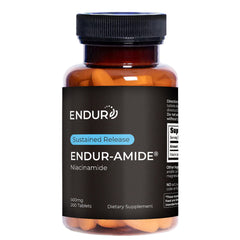 Endurance Products ENDUR-Amide Niacinamide SR 500 mg bottle delivers sustained release for daily support.