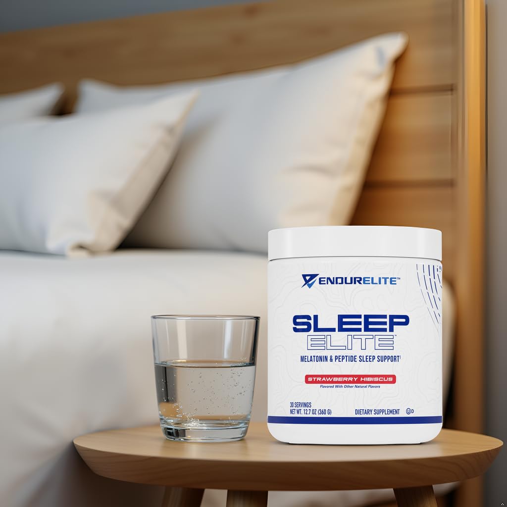 EndurElite magnesium sleep aid powder poured into a glass.