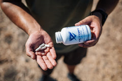 Travel-ready Victory Caps pack demonstrates portable pre-workout for race day.