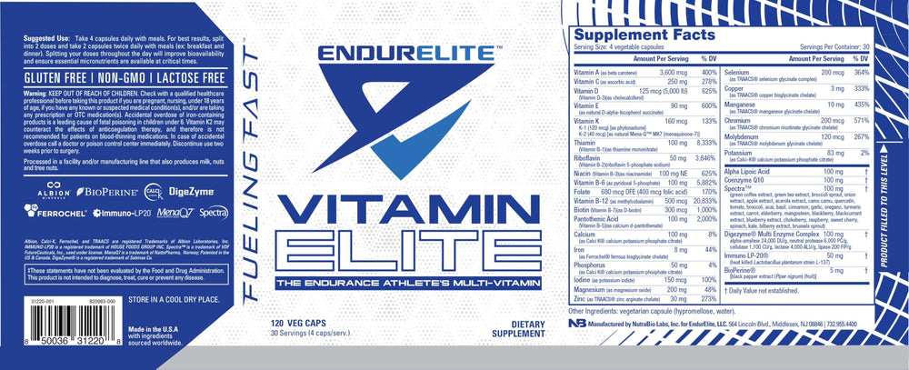 EndurElite Vitamin Elite capsules ready for daily dosing and energy support