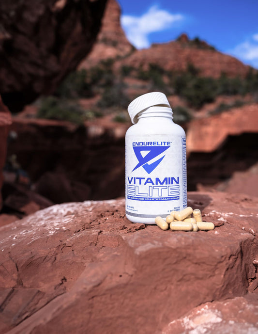 EndurElite Vitamin Elite label close-up showing dosed ingredients for training