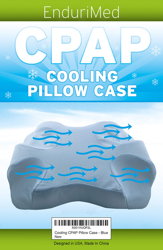EnduriMed CPAP pillow case in blue shows a cooling, breathable surface for cooler nights