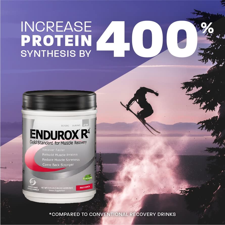 Endurox R4 antioxidants and glutamine illustration highlights recovery ingredients