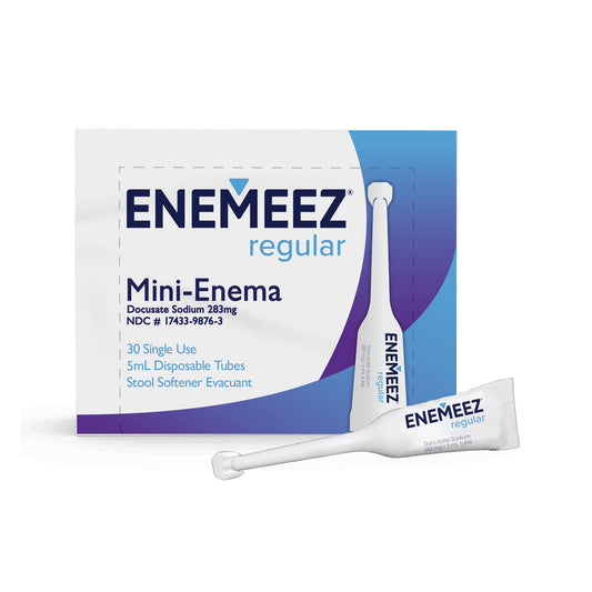 Enemeez Plus mini enema bottle with flexible tip for fast at-home relief.