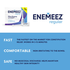 Enemeez Plus docusate-sodium illustration showing stool-softening action.