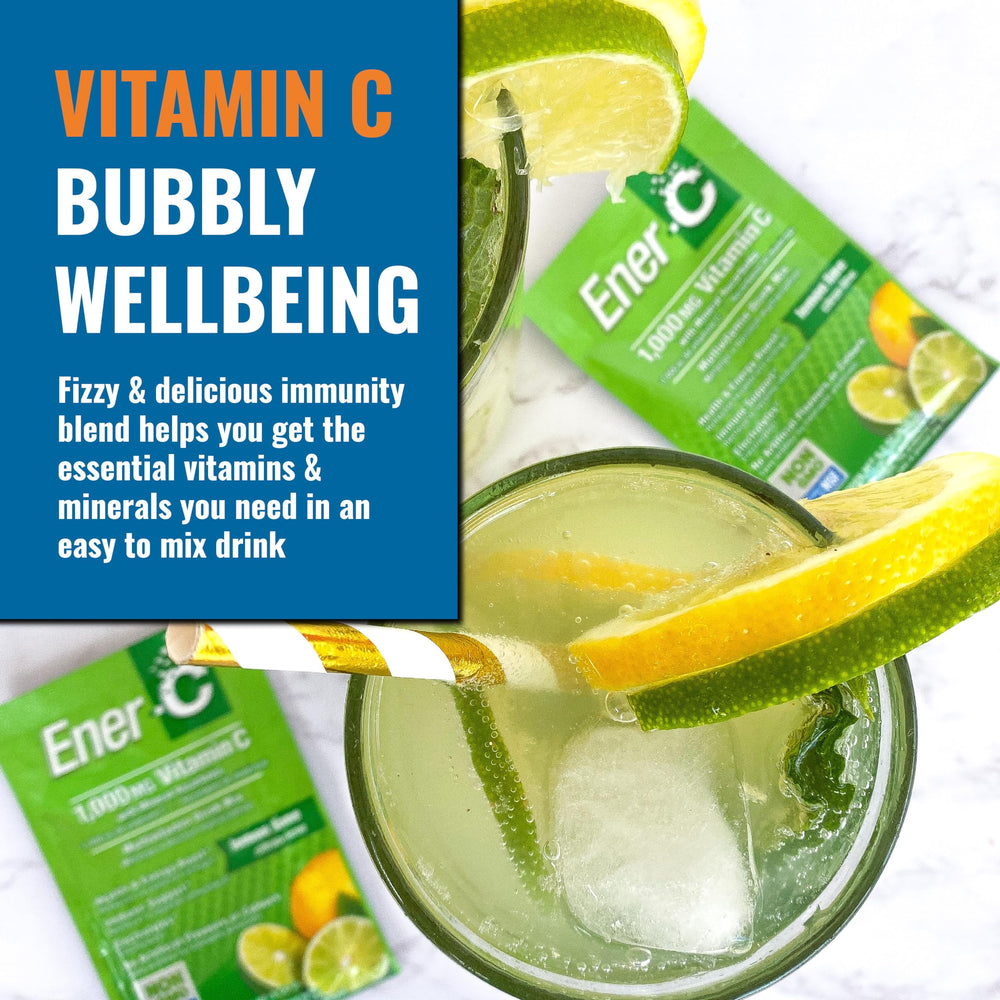 Ener-C energy-boost packet with B12 and folate supports active day.