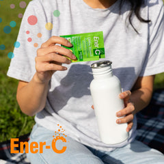Ener-C lemon-lime flavor powder dissolves quickly in water for refreshing daily use.