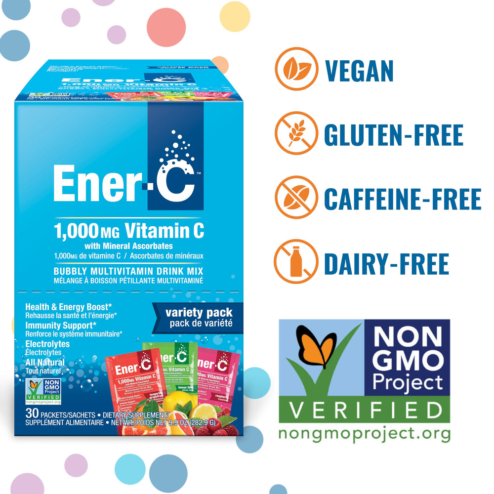 Ener-C drink packets individual serve for quick daily vitamin boost.