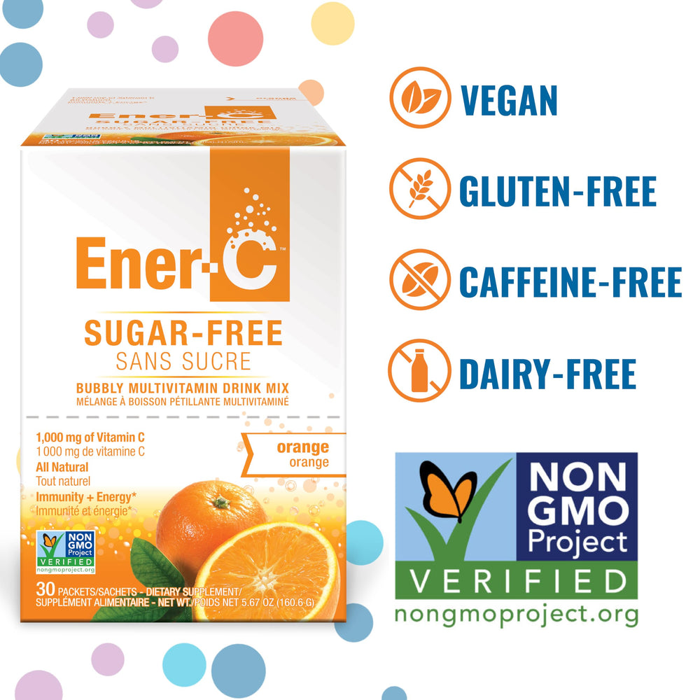 Ener-C orange flavor dissolving in water provides refreshing hydration.