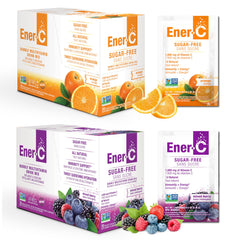 Ener-C orange packet ready to mix for zero-sugar hydration.