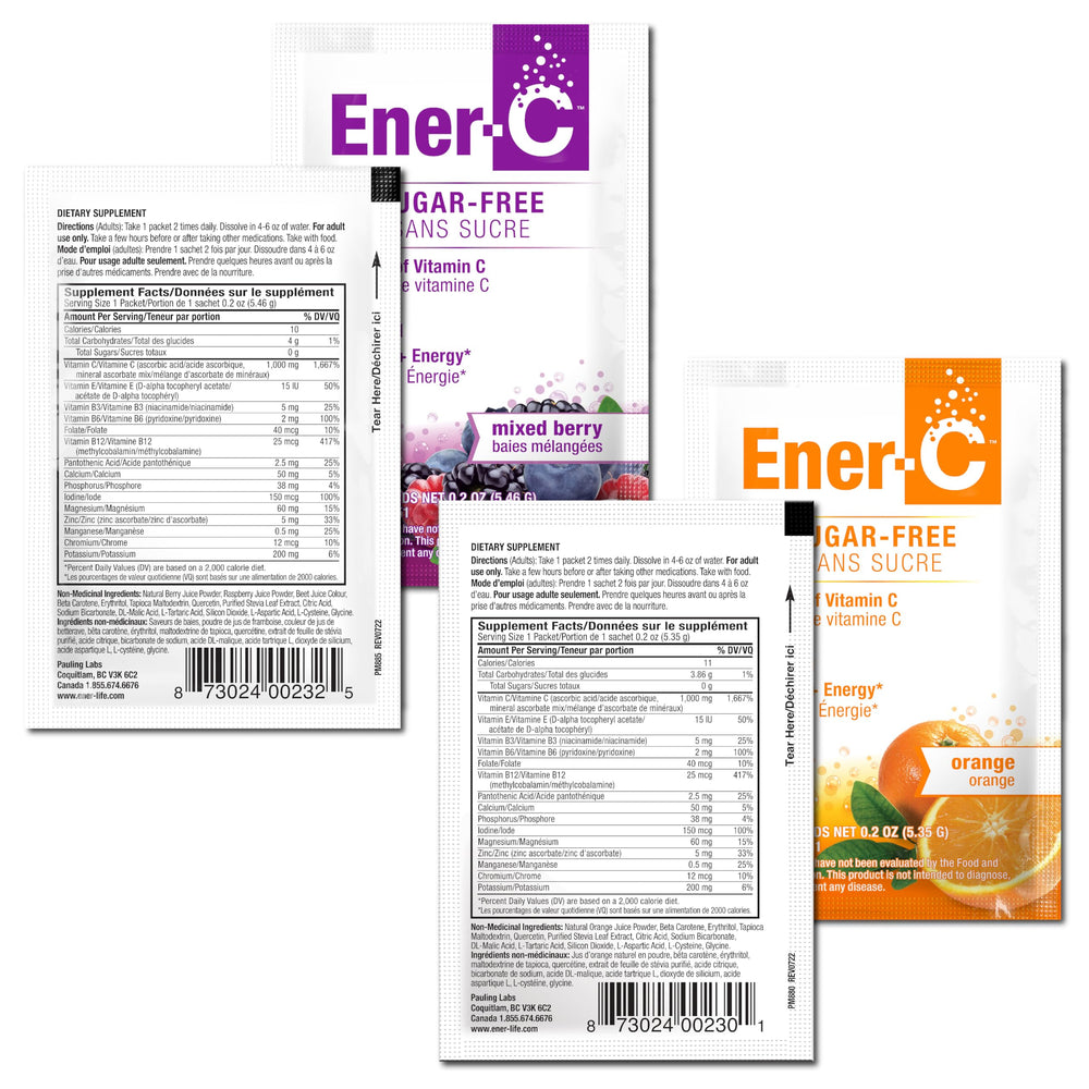 Ener-C real fruit extracts flavoring the sugar-free mix.